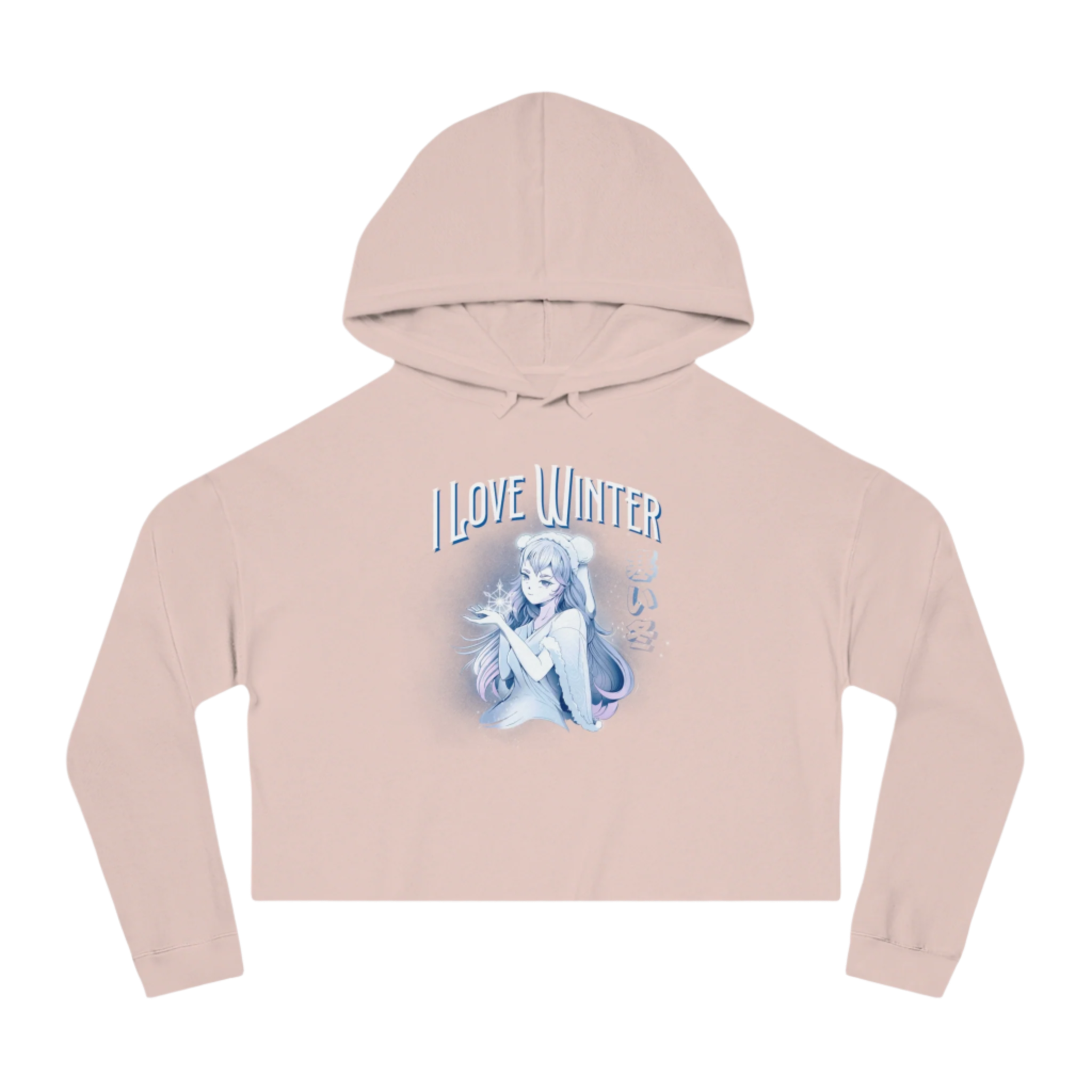 I Love Winter Cropped Hooded Sweatshirt