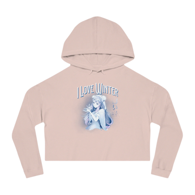 I Love Winter Cropped Hooded Sweatshirt