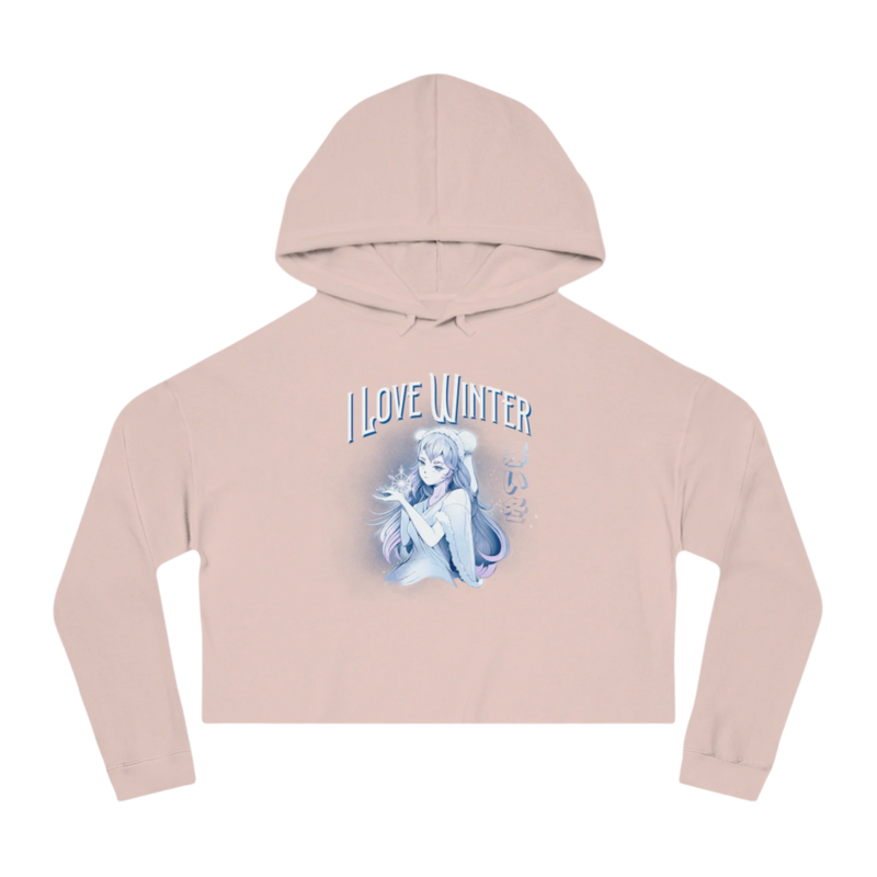 I Love Winter Cropped Hooded Sweatshirt