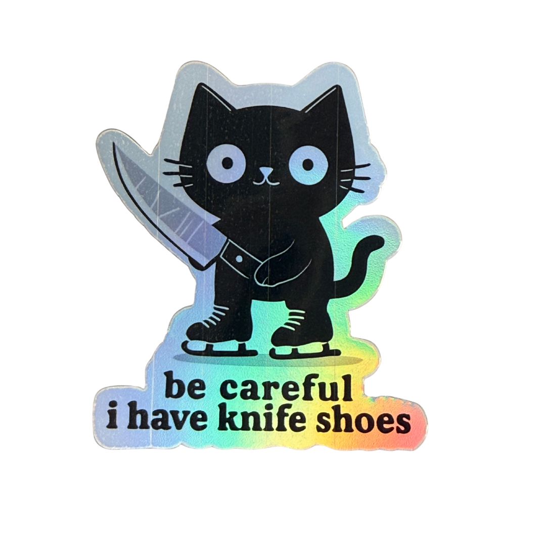 Be Careful I Have Knife Shoes Cat Sticker