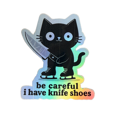 Be Careful I Have Knife Shoes Cat Sticker