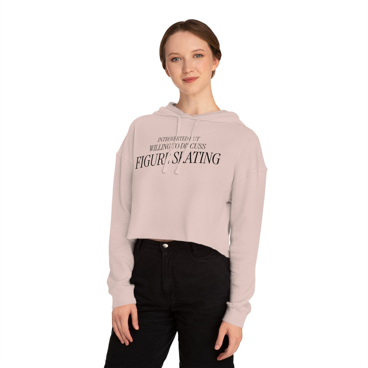 Introverted But Willing To Discuss Skating Cropped Hoodie - Adults Skate Too LLC