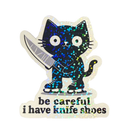Be Careful I Have Knife Shoes Cat Sticker