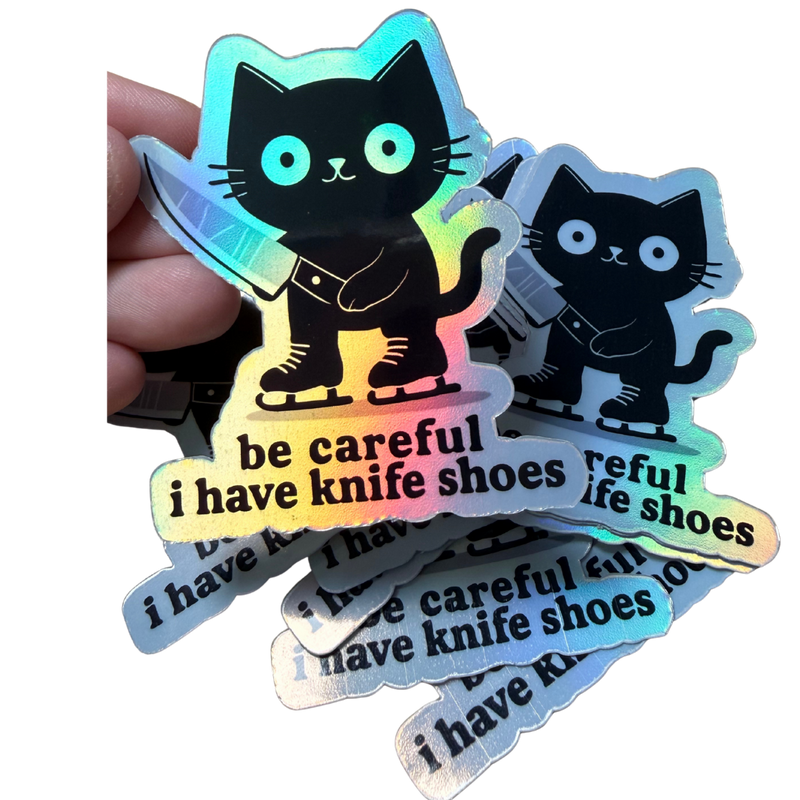 Be Careful I Have Knife Shoes Cat Sticker