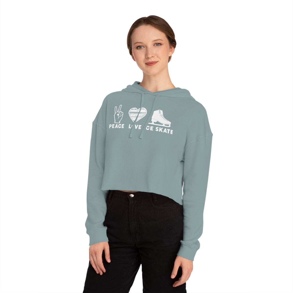 Peace Love Skate Cropped Hooded Sweatshirt - Adults Skate Too LLC