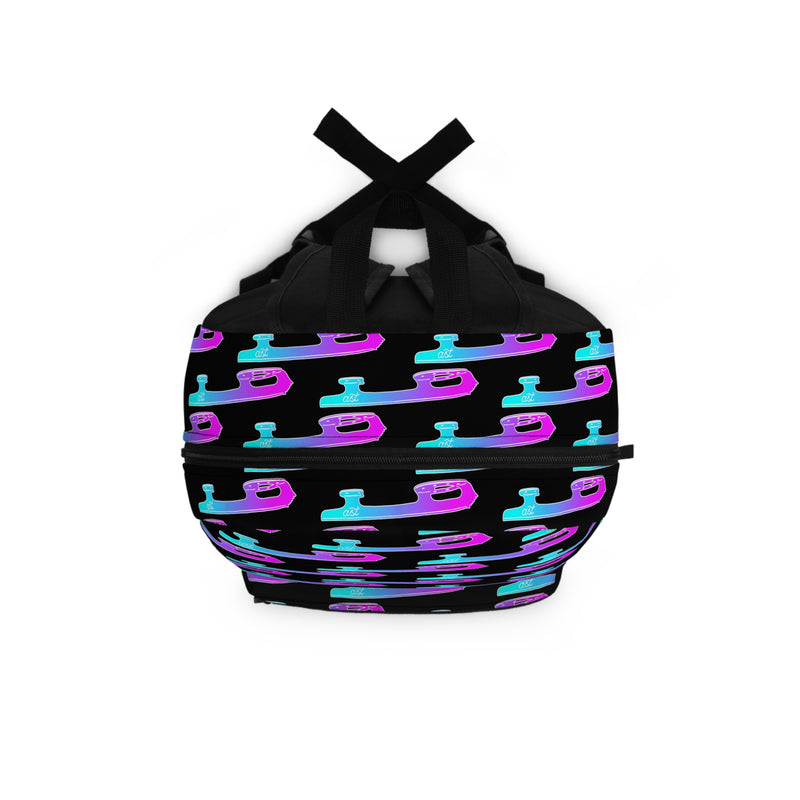 Black bag with colorful pattern on a white background