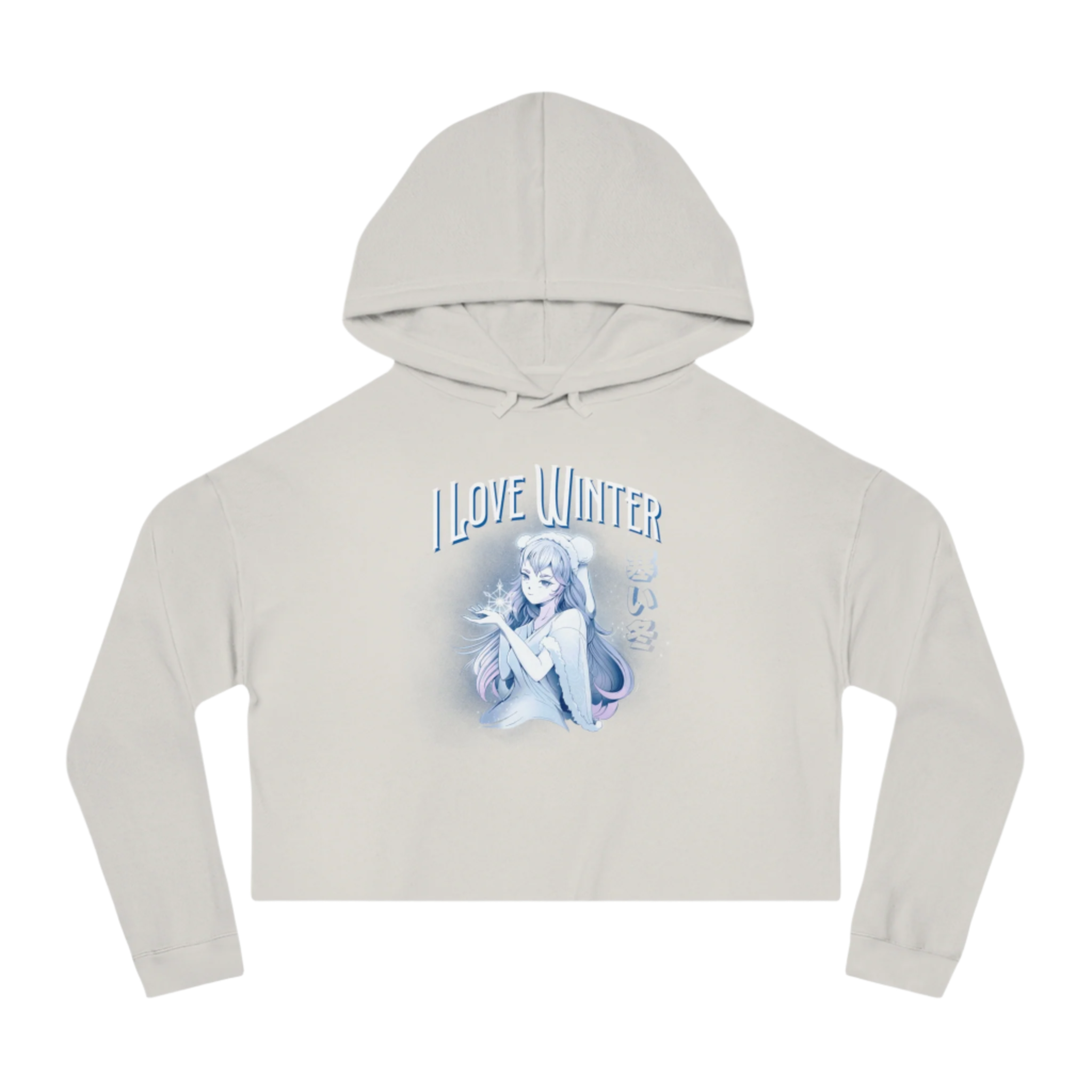 I Love Winter Cropped Hooded Sweatshirt