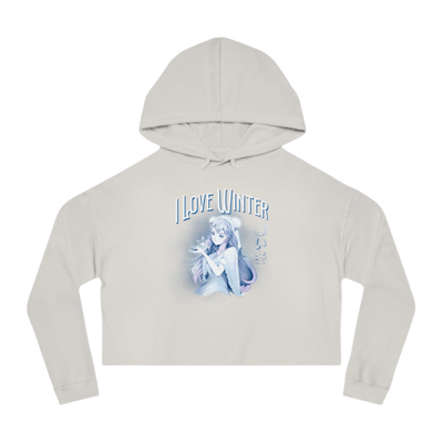 I Love Winter Cropped Hooded Sweatshirt