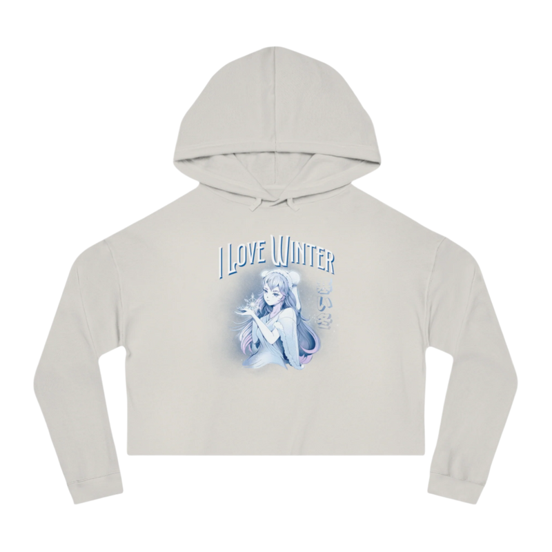 I Love Winter Cropped Hooded Sweatshirt