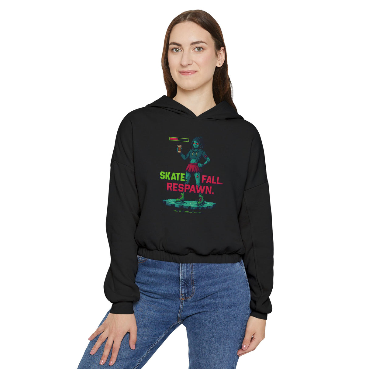 Skate. Fall. Respawn. Cinched Hoodie