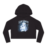 I Love Winter Cropped Hooded Sweatshirt