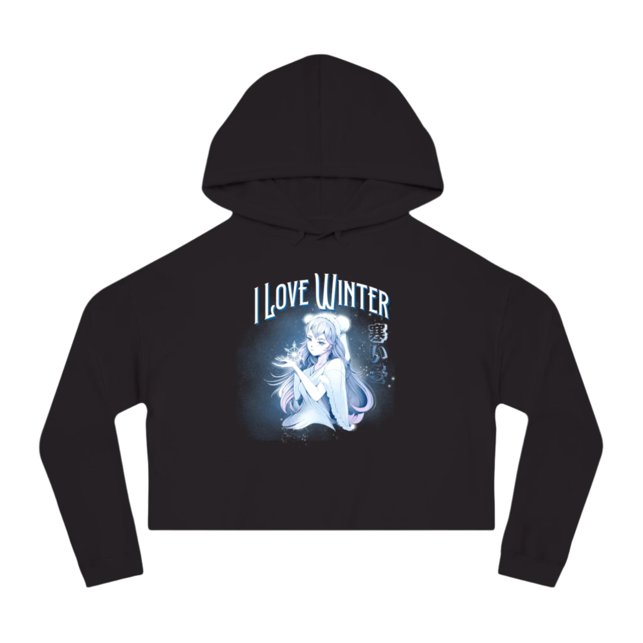 I Love Winter Cropped Hooded Sweatshirt
