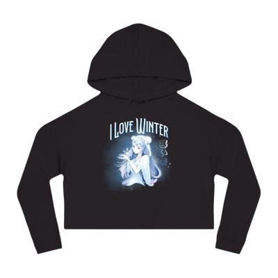 I Love Winter Cropped Hooded Sweatshirt