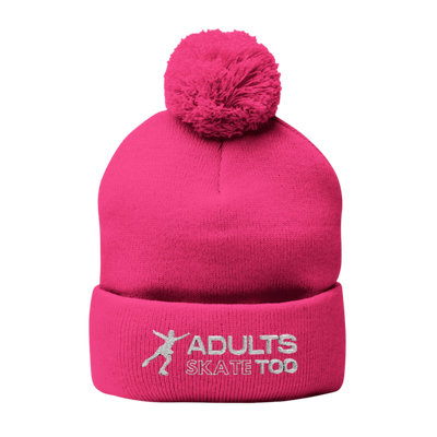 Adults Skate Too Pom Embroidered Beanie