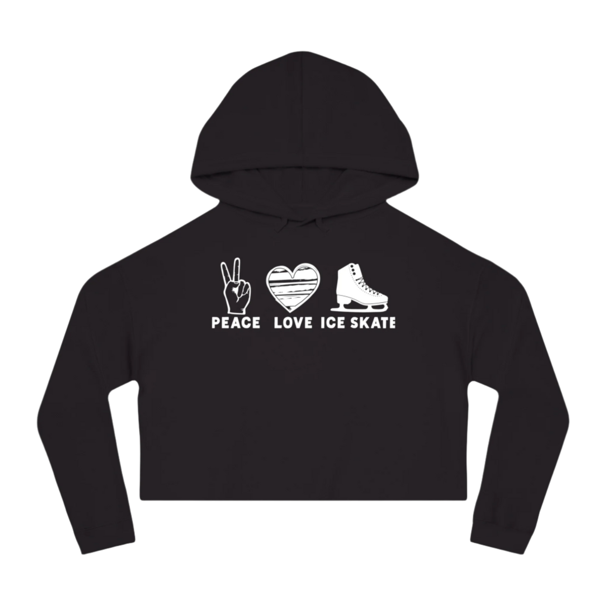 Peace Love Skate Cropped Hooded Sweatshirt - Adults Skate Too LLC