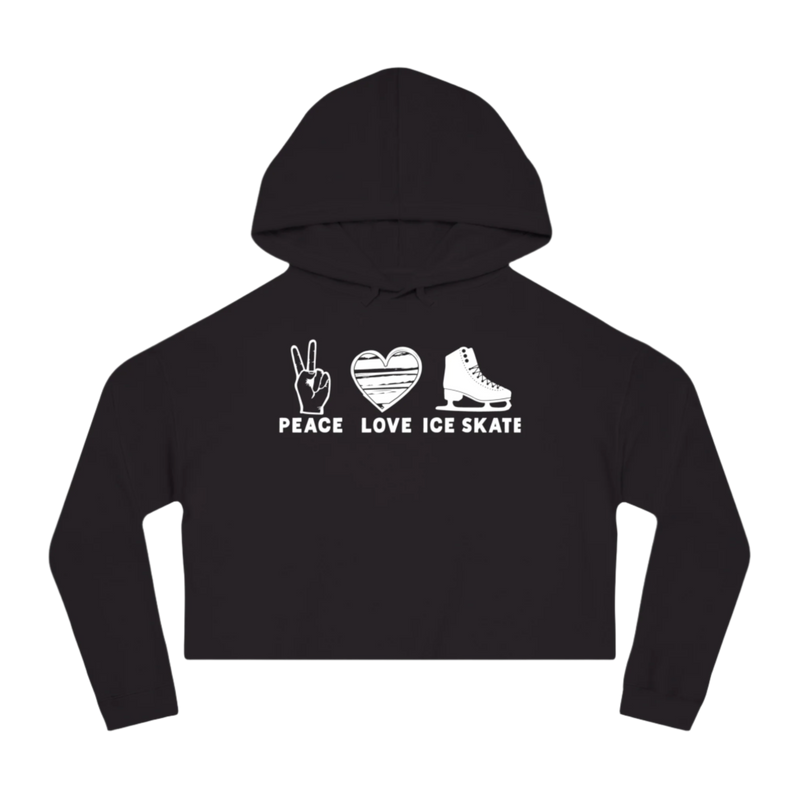 Peace Love Skate Cropped Hooded Sweatshirt - Adults Skate Too LLC