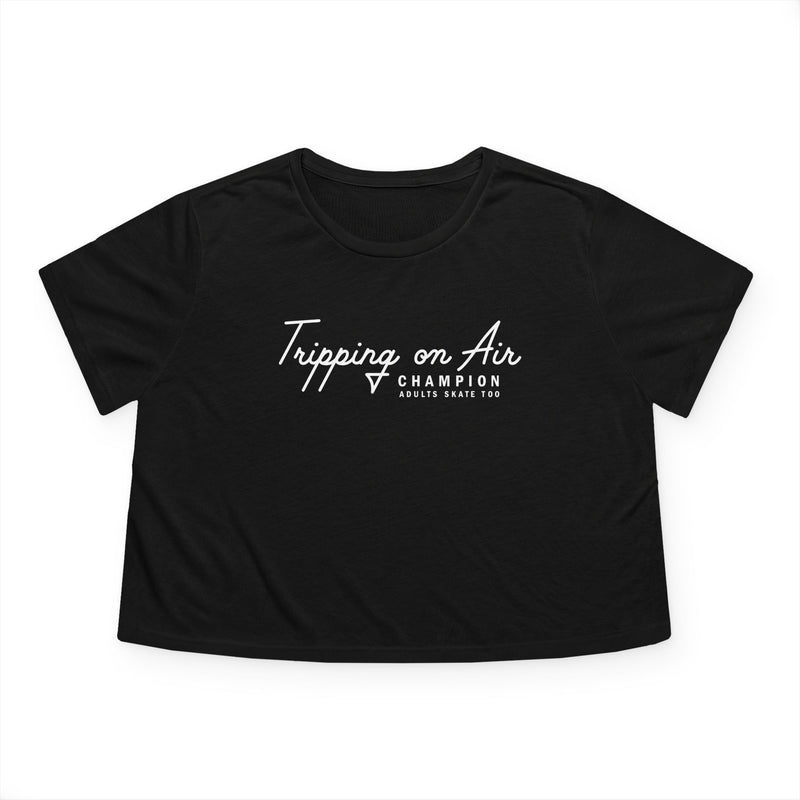 Tripping on Air Women's Flowy Cropped Tee - Stylish & Casual Black Top