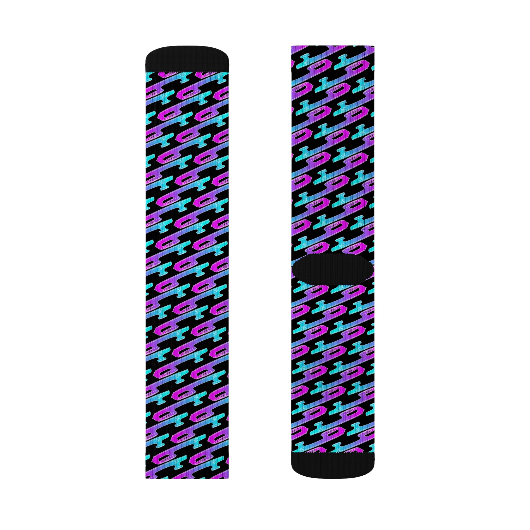 Colorful blade pattern socks on a white background