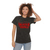 Person wearing a black t-shirt with 'Skater Things' in red text on a white background