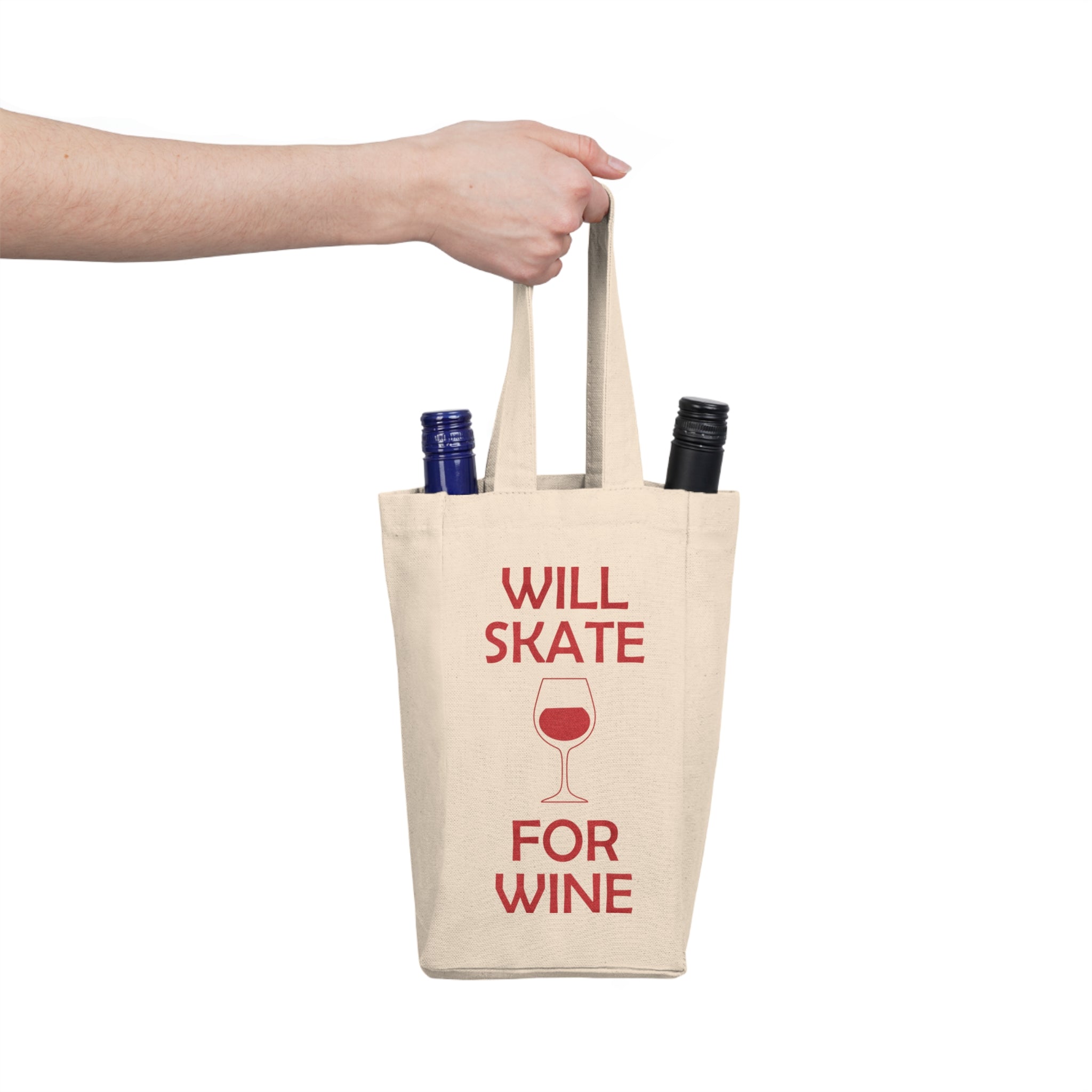Will Skate for Wine – Double Bottle Tote