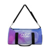 Duffel bag with colorful design and 'ast' branding on a white background