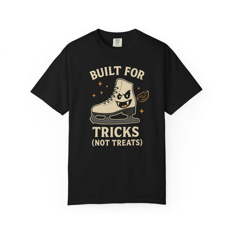 Black t-shirt with a graphic of a skate boot and text on a white background