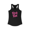 Black tank top with pink 'Rink Rat' text on a white background