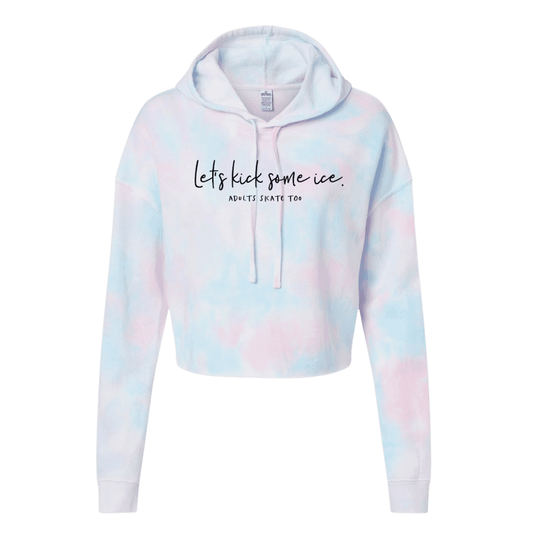 Let's Kick Some Ice Cotton Candy Hooded Crop - Adults Skate Too LLC