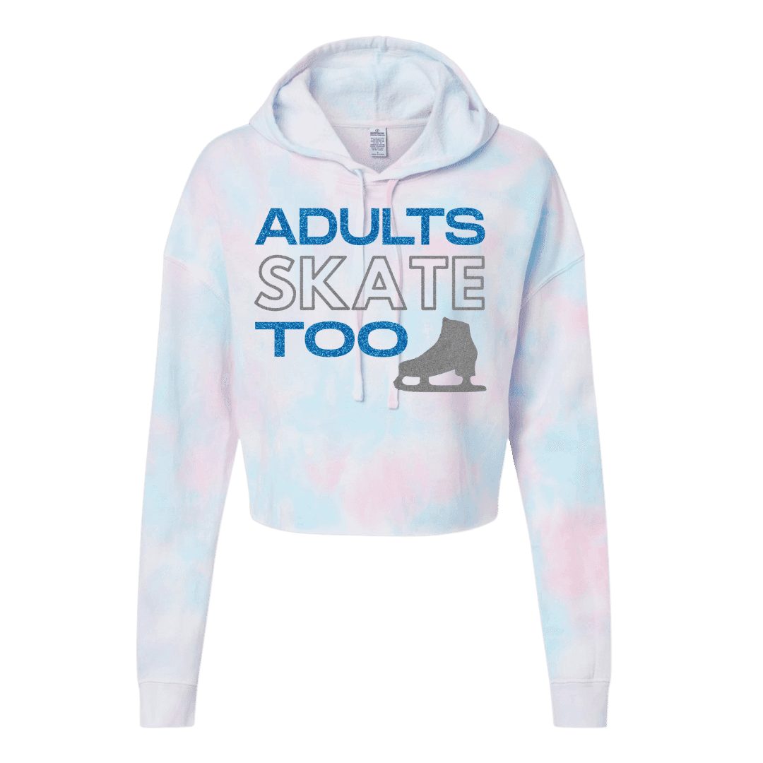 Adults Skate Too Glitter Cotton Candy Hooded Crop - Adults Skate Too LLC