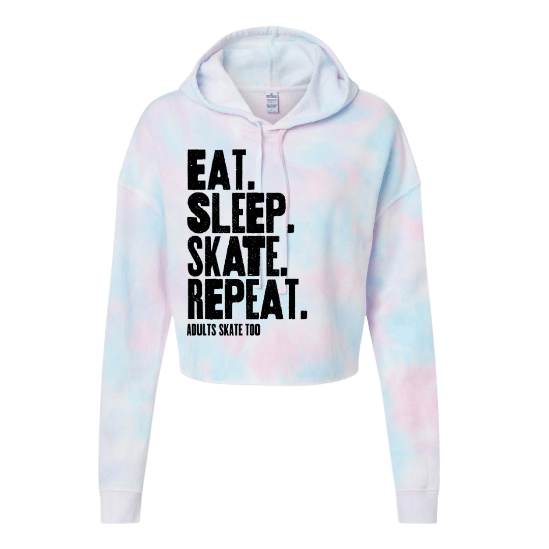 Eat Sleep Skate Repeat Cotton Candy Hooded Crop