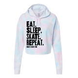 Eat Sleep Skate Repeat Cotton Candy Hooded Crop - Adults Skate Too LLC