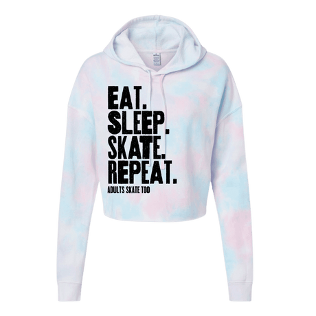 Eat Sleep Skate Repeat Cotton Candy Hooded Crop - Adults Skate Too LLC