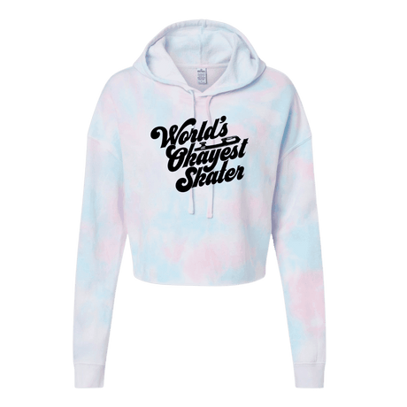 World's Okayest Skater Cotton Candy Hooded Crop - Adults Skate Too LLC