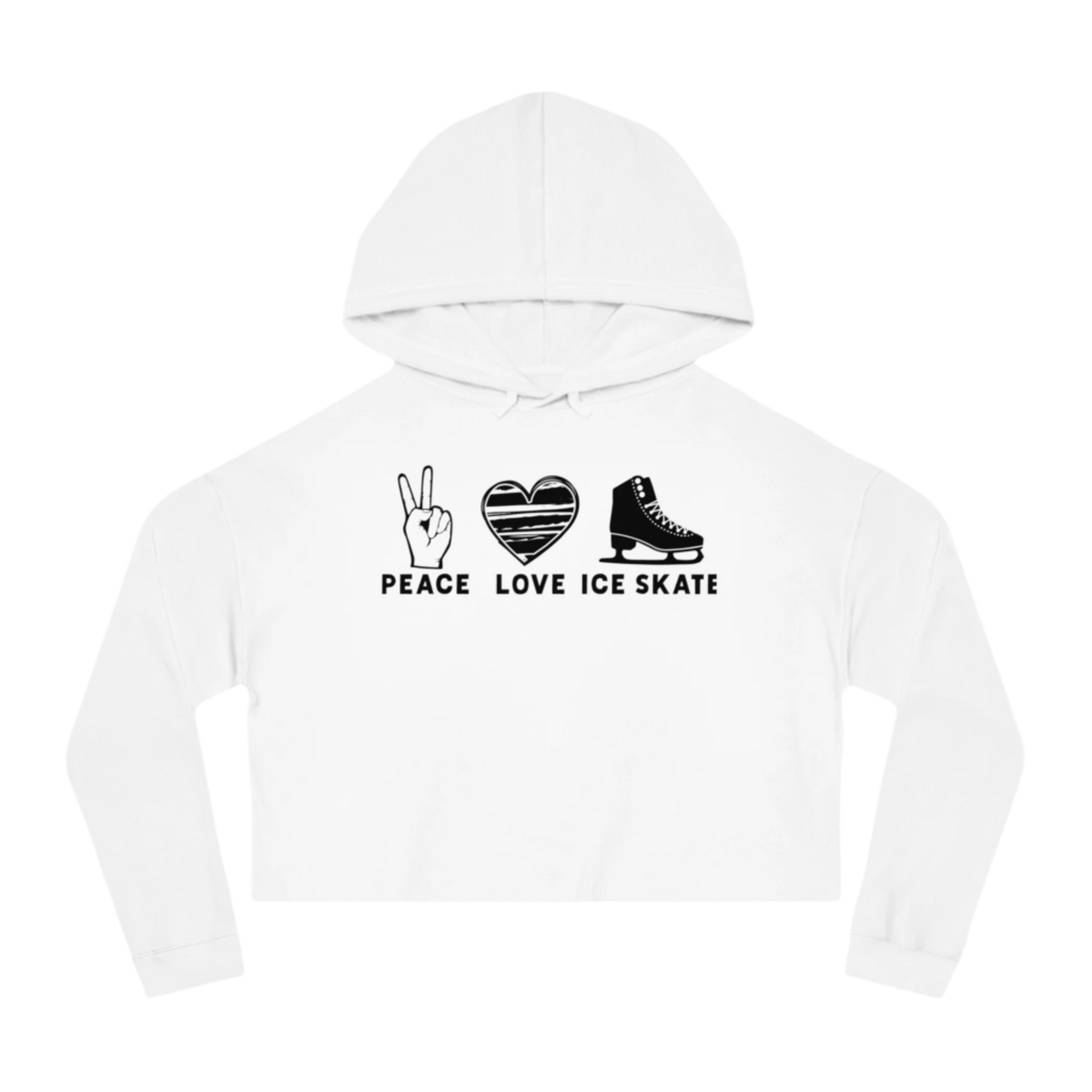 Peace Love Skate Cropped Hooded Sweatshirt - Adults Skate Too LLC