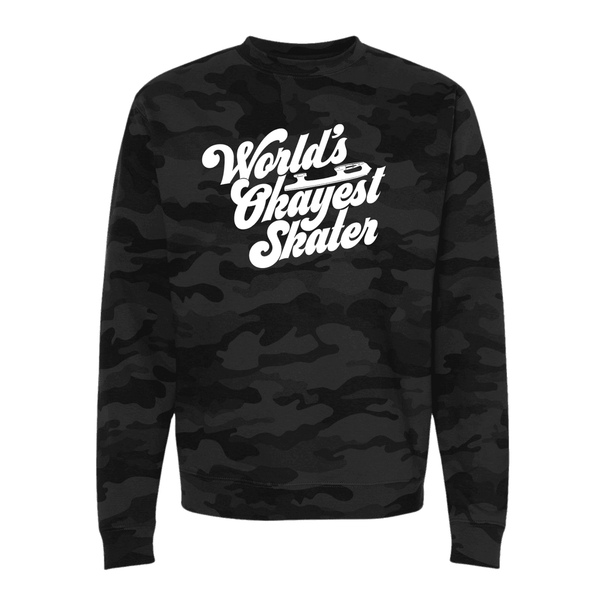 World's Okayest Skater Camo Sweatshirt - Adults Skate Too LLC