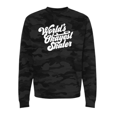 World's Okayest Skater Camo Sweatshirt - Adults Skate Too LLC