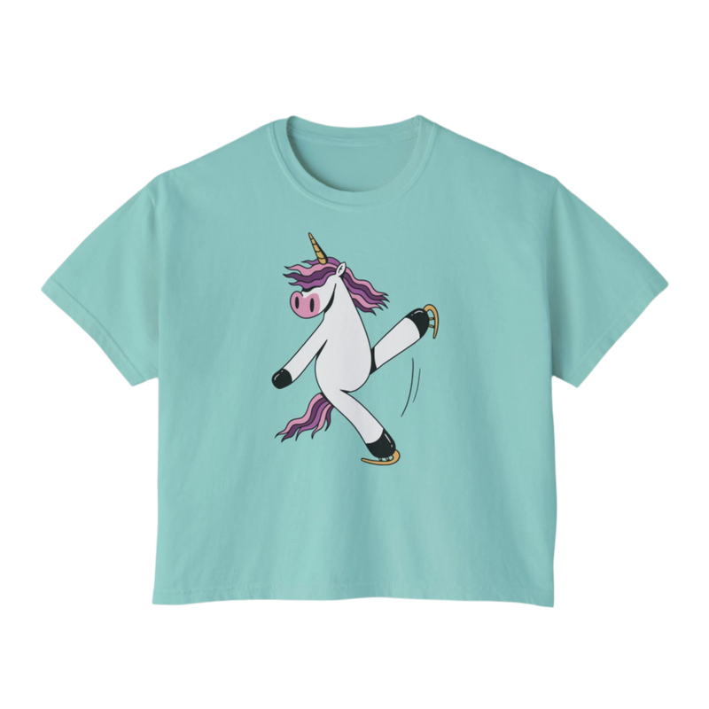 Skating Unicorn Women's Boxy Tee