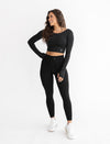 Astoria LIVE LUXE Crossed Sleeve Crop - Black - Adults Skate Too LLC