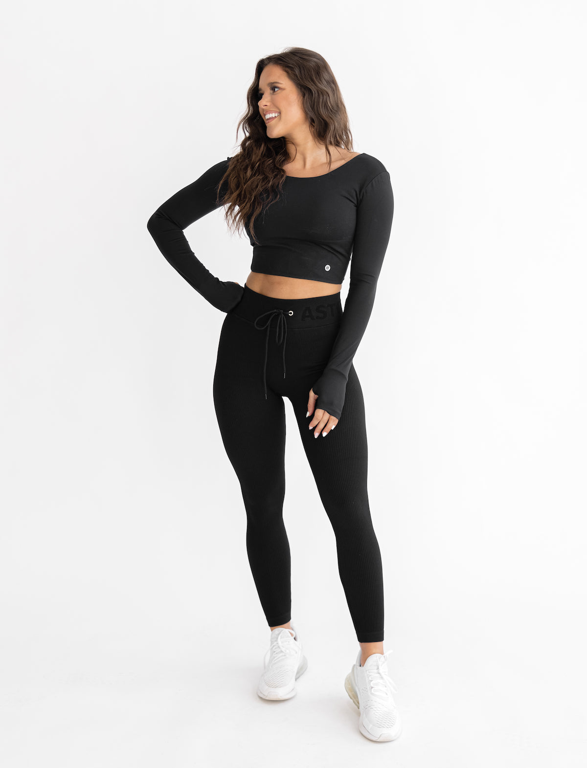 Astoria LIVE LUXE Crossed Sleeve Crop - Black - Adults Skate Too LLC