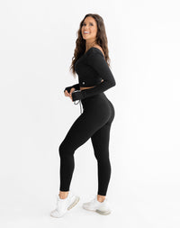 Astoria LIVE LUXE Crossed Sleeve Crop - Black - Adults Skate Too LLC