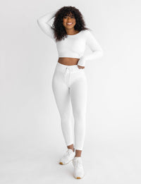 Astoria LIVE LUXE Crossed Sleeve Crop - White - Adults Skate Too LLC