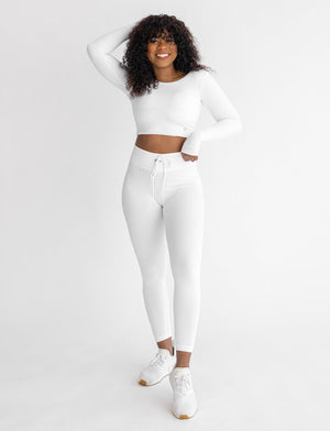 Astoria LIVE LUXE Crossed Sleeve Crop - White - Adults Skate Too LLC
