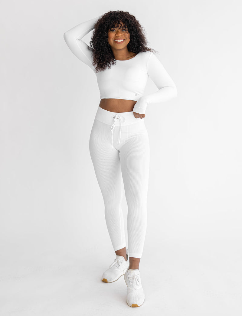 Astoria LIVE LUXE Crossed Sleeve Crop - White - Adults Skate Too LLC
