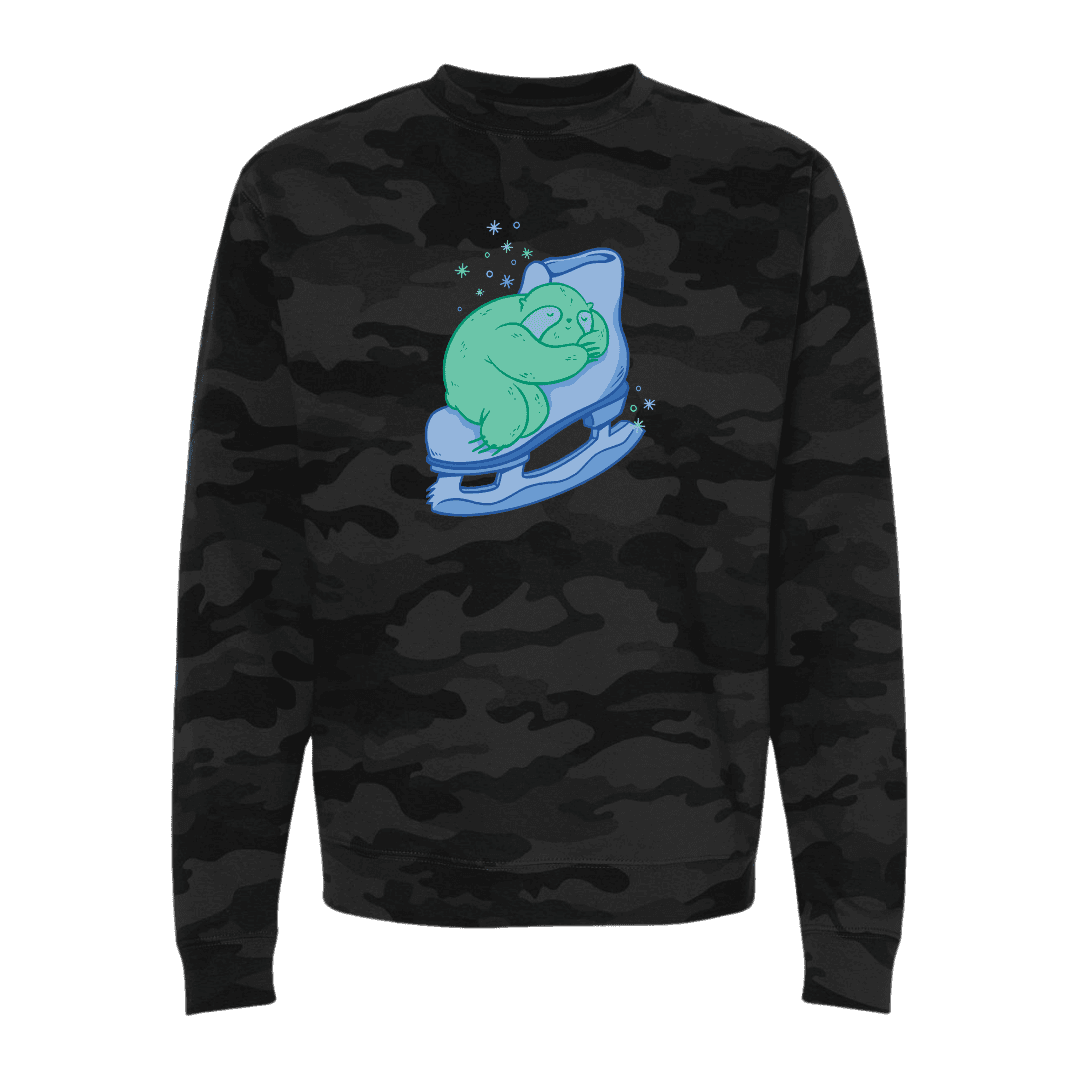 Skating Sloth Camo Sweatshirt - Adults Skate Too LLC