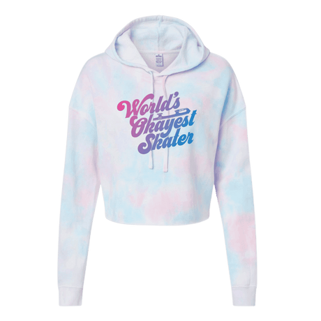 World's Okayest Skater Cotton Candy Hooded Crop - Adults Skate Too LLC