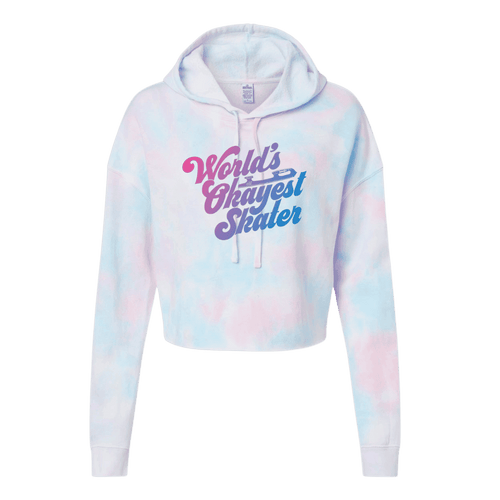 World's Okayest Skater Cotton Candy Hooded Crop - Adults Skate Too LLC