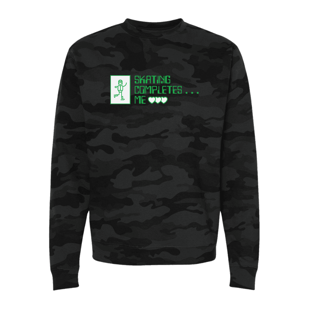 Skating Completes Me Camo Sweatshirt - Adults Skate Too LLC