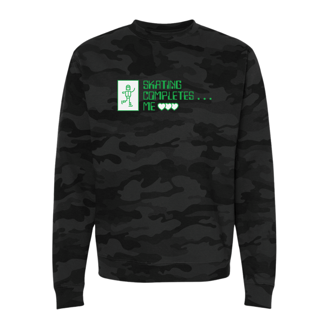 Skating Completes Me Camo Sweatshirt