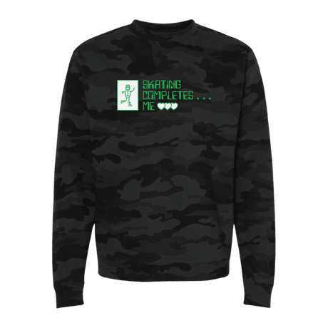 Skating Completes Me Camo Sweatshirt - Adults Skate Too LLC