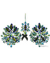 Showgirl Body Jewel Pasties - Black and Iridescent Green Body Jewel Rhinestone Sticker Pasties